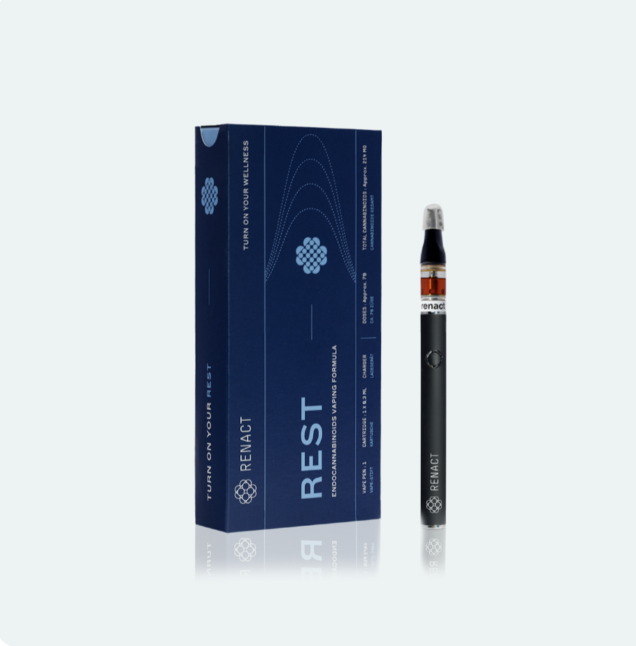 Boutique de CBD - REST ist eine tief entspannende Formel, die mentale Entspannung, Stressbewältigung, Angstabbau, körperliche Entspannung und Schlaf fördert. Unsere Dampfformel ist nicht für Freizeitzwecke gedacht, um den ganzen Tag über ständig zu dampfen. Sie unterstützt Sie diskret. Sie können je nach Bedarf einfach 3-4 Mal täglich 2-3 Züge inhalieren.

 - Renact CBD