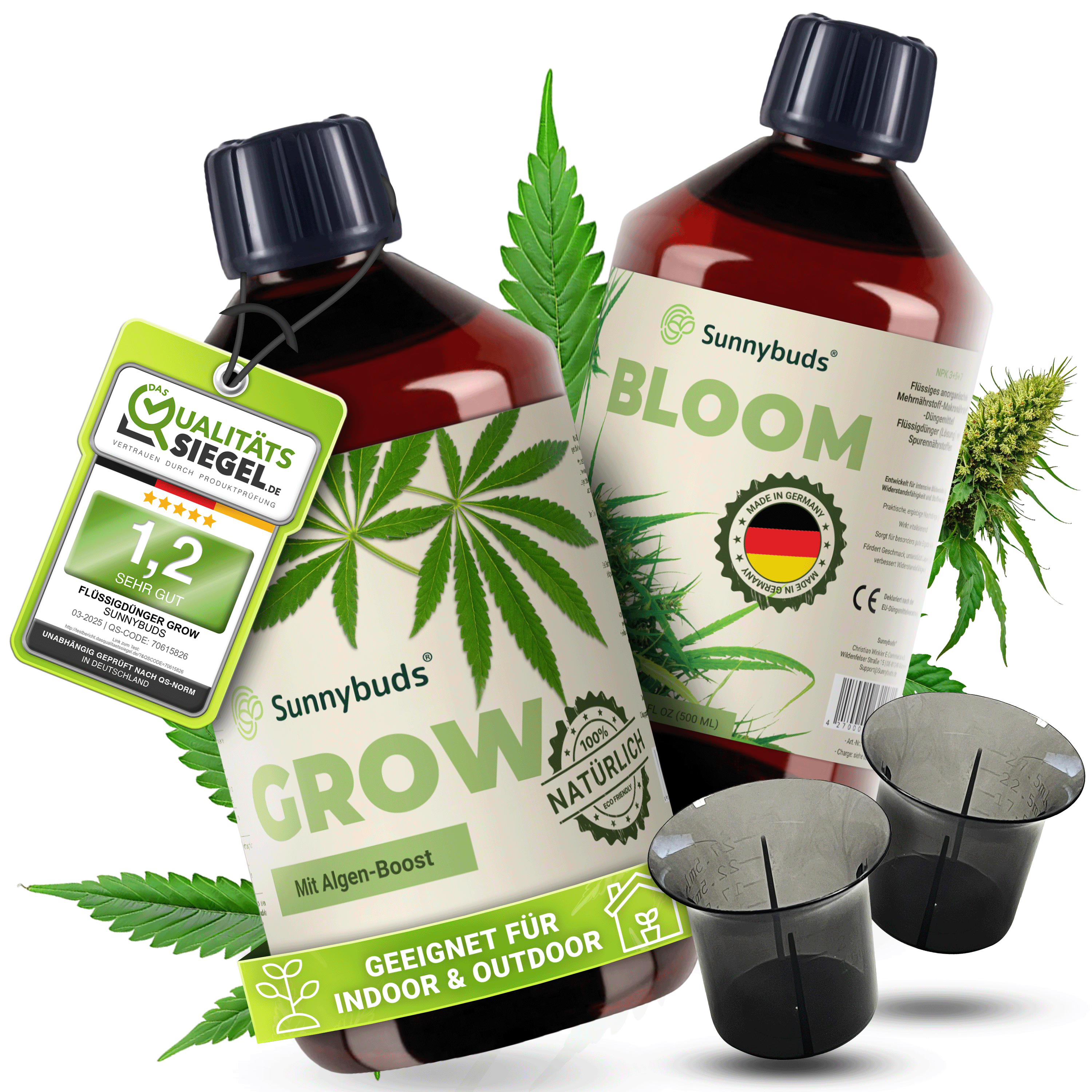 Hanf-Produkte: Sunnybuds: Sunnybuds GROW & BLOOM – Dünger-Set für Hanfpflanzen