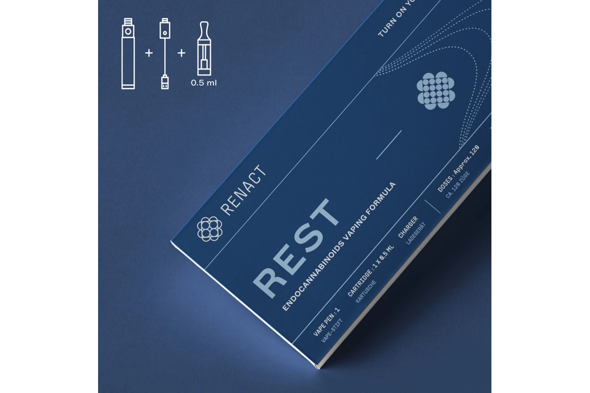 CBD-Shop: REST ist eine tief entspannende Formel, die mentale Entspannung, Stressbewältigung, Angstabbau, körperliche Entspannung und Schlaf fördert. Unsere Dampfformel ist nicht für Freizeitzwecke gedacht, um den ganzen Tag über ständig zu dampfen. Sie unterstützt Sie diskret. Sie können je nach Bedarf einfach 3-4 Mal täglich 2-3 Züge inhalieren.
 - Renact CBD