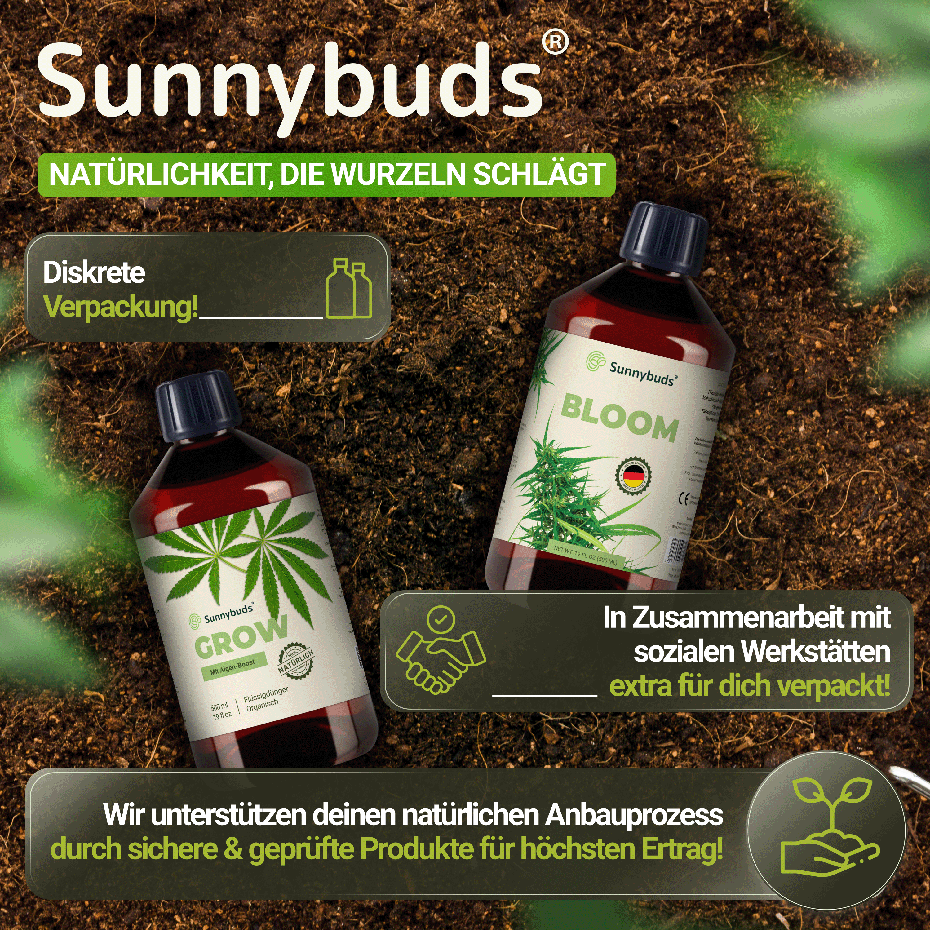 Hanf: Sunnybuds GROW & BLOOM – Dünger-Set für Hanfpflanzen
