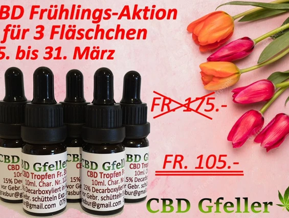 CBD-Shop: Frühlingsaktion CBD Tropfen - CBD Gfeller