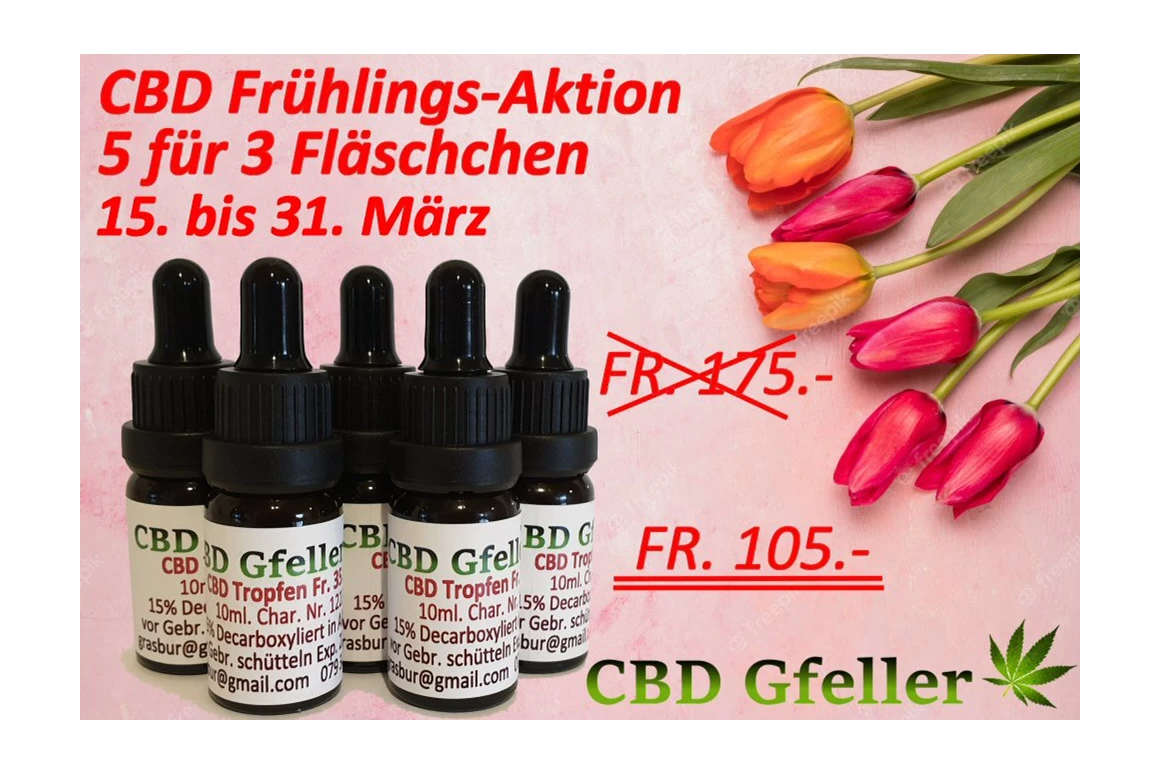 CBD-Shop: Frühlingsaktion CBD Tropfen - CBD Gfeller